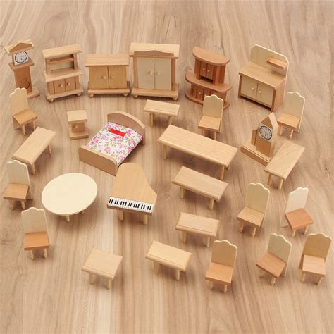 pcs  scale dollhouse miniature unpainted wooden furniture