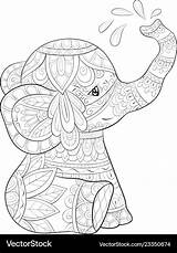 Coloring Elephant Adult Cute Bookpage Vector sketch template