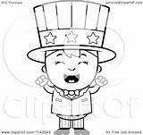 Uncle Sam Coloring Cartoon Clipart Cheering Boy Happy Outlined Vector Tax Cory Thoman Pages Template sketch template