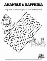 Ananias Sapphira Acts Coloring Bible Kids Mazes Sunday School Pages Para Safira Lessons Maze Niños Activities Sharefaith Manualidades Activity Colorear sketch template