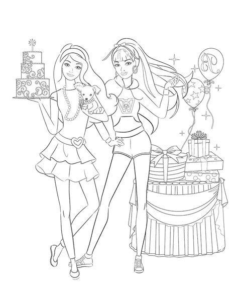 barbie party coloring pages