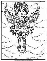 Coloring Pages Gothic Angel Digi Angels Downloads Digital Stamps sketch template