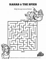 Rahab Bible Spies Joshua Kids Story Sunday School Mazes Activities Lessons Lesson Maze Crafts Activity Coloring Pages Sharefaith Two Children sketch template
