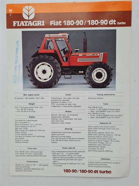 fiatagri fiat   dt turbo tractor sales leaflet sps parts