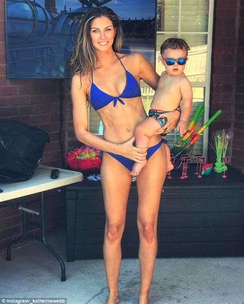 Katherine Webb Shows Off Toned Abs In Navy Bikini With Son Daily Mail