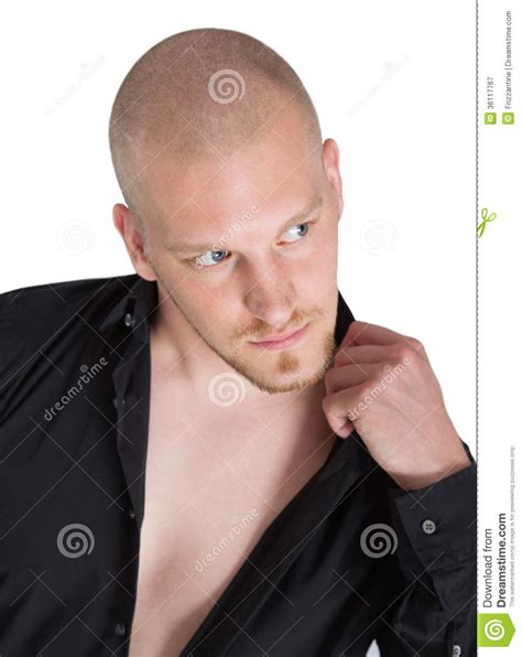 Bald Man With Blue Eyes And Sex Appeal Stock Image Image Of Male