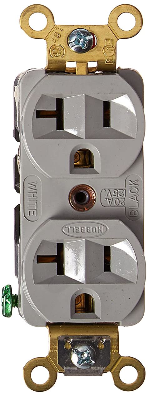 hubbell hblgy duplex receptacle industrial grade  amp    gray amazoncom
