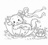 Cat Coloring Kids Pages Kitty Umbrella Frog Activities Spring Printable Colouring Frogs Precious Kittens Adult Print Moments Cats Cute Activity sketch template