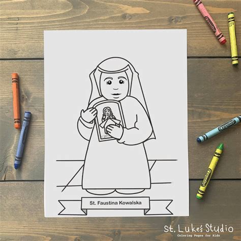 st faustina coloring page  catholic kids digital  print