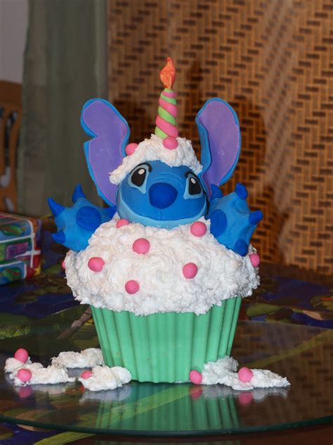 i made this cake for my sister who is a huge stitch fan the head is made of rice cereal the