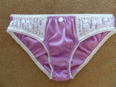 Purple Silk Panties With Lace Insert Handmade