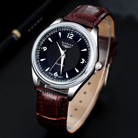 fashion casual mens watches top brand luxury high quality leather waterproof quartz wrist