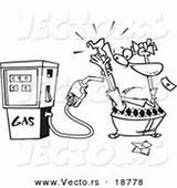 Vector Outlined Holding Gas Coloring Station Pump Customer Cartoon Fuel Royalty Stock sketch template