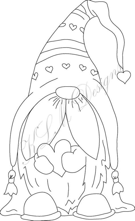 valentines gnome coloring page coloring home