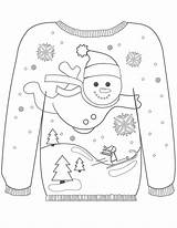 Sweater Coloring Ugly Christmas Pages Winter Colouring Printable Template Snowman Drawing Clothes Prize Sweaters Motif Door Muminthemadhouse Color Sheets Vintage sketch template