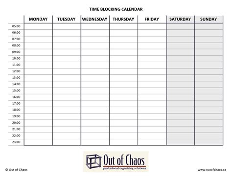 time blocking template printable  printable templates