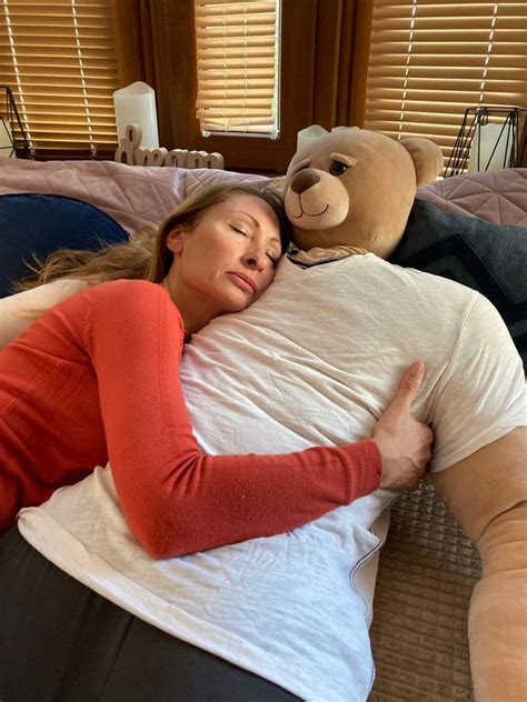 man shaped pillow with head of teddy bear designed for lonely women