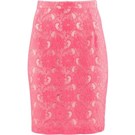 H Skirt Found On Polyvore Pink Lace Skirt Work Outfit Affordable