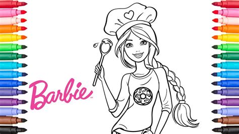 coloring barbie bakery chef barbie coloring pages youtube