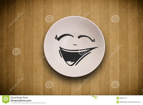 happy smiley cartoon face  colorful dish plate royalty
