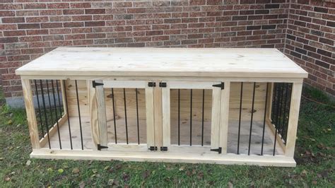 plans  build   wooden double dog kennel size large dogkennel dog crate furniture