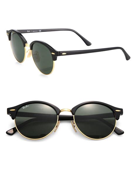lyst ray ban 51mm round clubmaster sunglasses in black for men