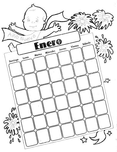 january calendar  coloring pages