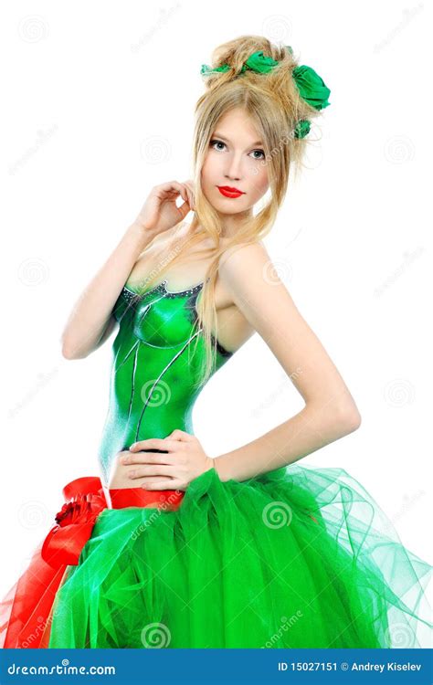 extravagant dress stock image image  cosmetics green
