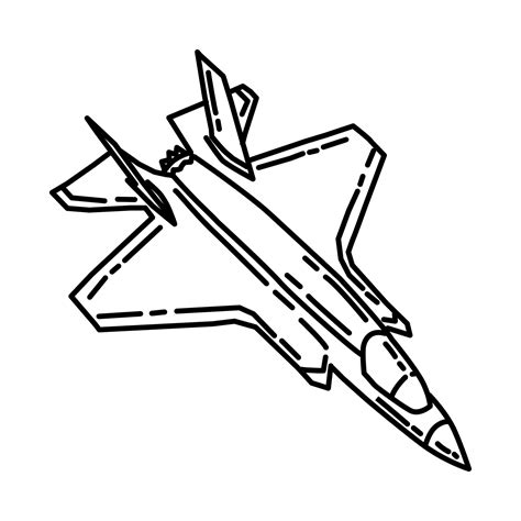 marine jet fighter icon doodle hand drawn  outline icon style