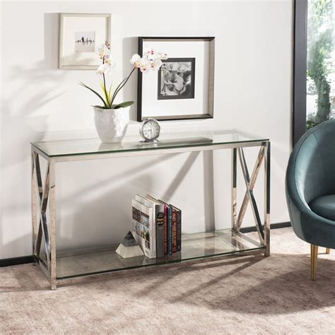 Stainless Steel Chrome Glass Console Table Console