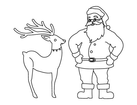 printable santa claus  reindeer coloring page