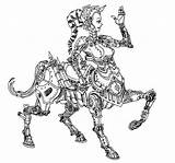 Coloring Steampunk Robot Pages Centaur Printable Drawing Artwork Paper sketch template