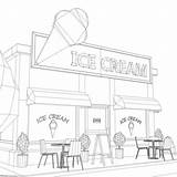 Coloring Restaurant Pages Ice Cream Parlor Rocks Kids Easy sketch template