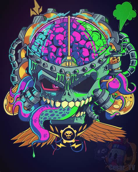 neon skull  cesartovarflores  newgrounds