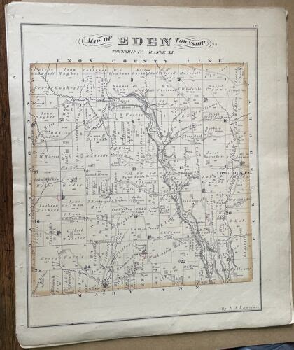 1875 eden township ohio map names roads creeks licking county 17