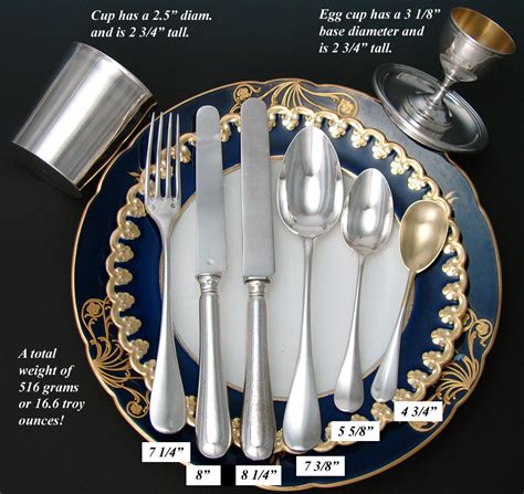 antique odiot hallmarked sterling silver 8pc breakfast set