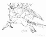 Drawing Peryton Mythical Creature Creatures Drawings Fantasy Sketches Deer Wings Earth Animal Magical Fiegenschuh Emily Fabled Beautiful Mythological Bird Getdrawings sketch template