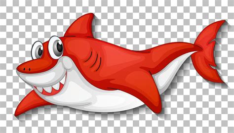 smiling cute shark cartoon character isolated  transparent background