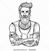 Man Beard Coloring Tattoo Vector Drawing Bearded Men Pages Illustration Tattoos Shutterstock Colouring Girl sketch template