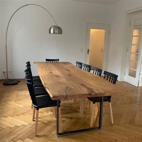 dining table oak wooden table solid wood tree edge table etsy