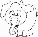 Elephant Coloring Cartoon Pages Kids Face Drawing Template Printable Side Animal Simple sketch template
