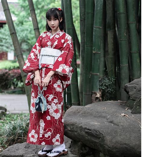 Traditional Japanese Floral Kimono With Belt Womens Cotton Yukata Dress