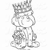 Queen Cartoon Outline Coloring Doll Vector Holding Girl Pages Leishman Ron Royalty Popular sketch template