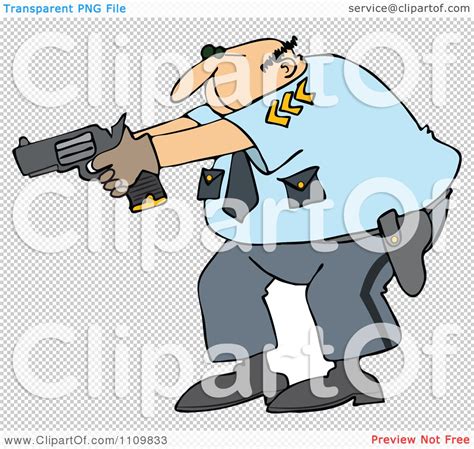 clipart cartoon white male police officer aiming his gun