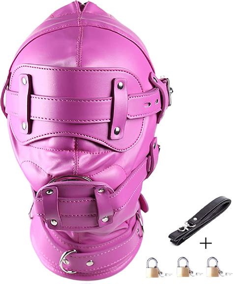 Leather Bondage Gimp Mask Hood Full Face Blindfold Mask