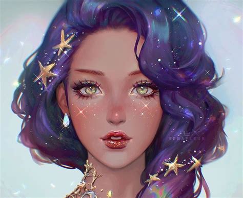 pin by bội ngâm on art nữ in 2020 digital art girl girl with purple
