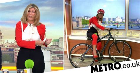 kate garraway causes havoc on good morning britain as she rides bike
