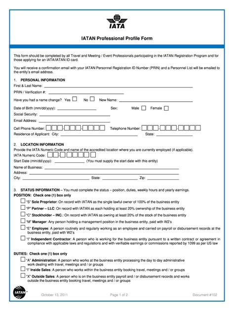 Iatan Professional Profile Form Fill Out And Sign Printable Pdf