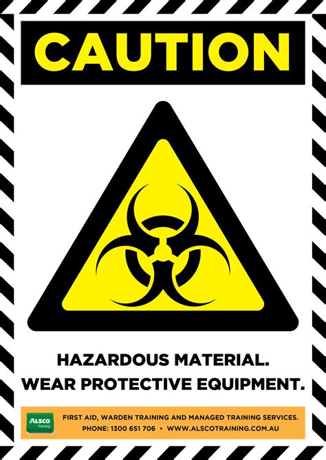 caution sign posters hazardous material wear protective equipment  alsco training