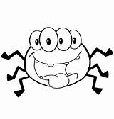 Spider Coloring Cartoon Pages Printable Happy Halloween Spiders Cute Drawing Easy Color Kids Animal Print sketch template